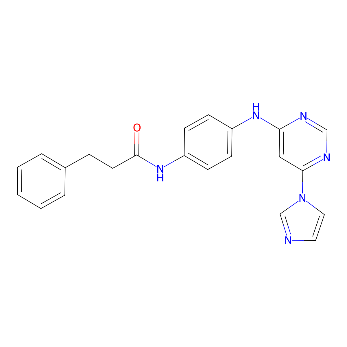 N-(4-{[6-(1H-imidazol-1-yl)pyrimidin-4-yl]amino}phenyl)-3-phenylpropanamide molecular structure, CAS 1203311-94-7