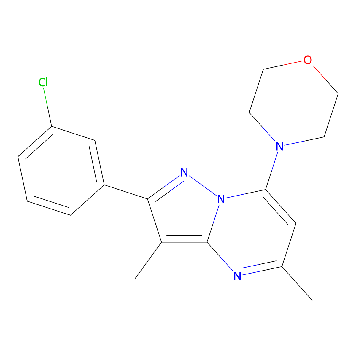2-(3-Chlorophenyl)-3,5-dimethyl-7-morpholin-4-ylpyrazolo[1,5-a]pyrimidine molecular structure, CAS 1203312-65-5