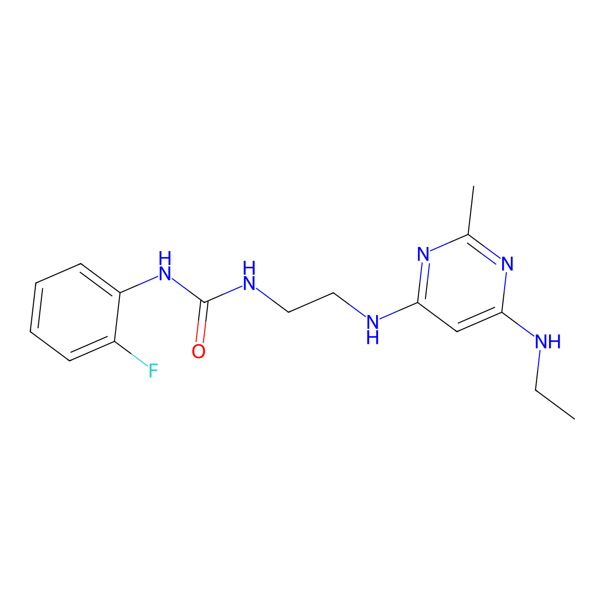 1-(2-((6-(Ethylamino)-2-methylpyrimidin-4-yl)amino)ethyl)-3-(2-fluorophenyl)urea molecular structure, CAS 1203312-66-6