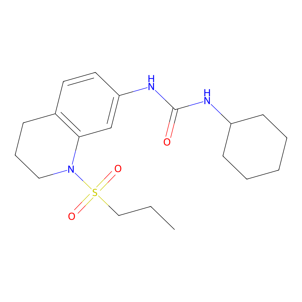 1-Cyclohexyl-3-(1-(propylsulfonyl)-1,2,3,4-tetrahydroquinolin-7-yl)urea molecular structure, CAS 1203312-73-5