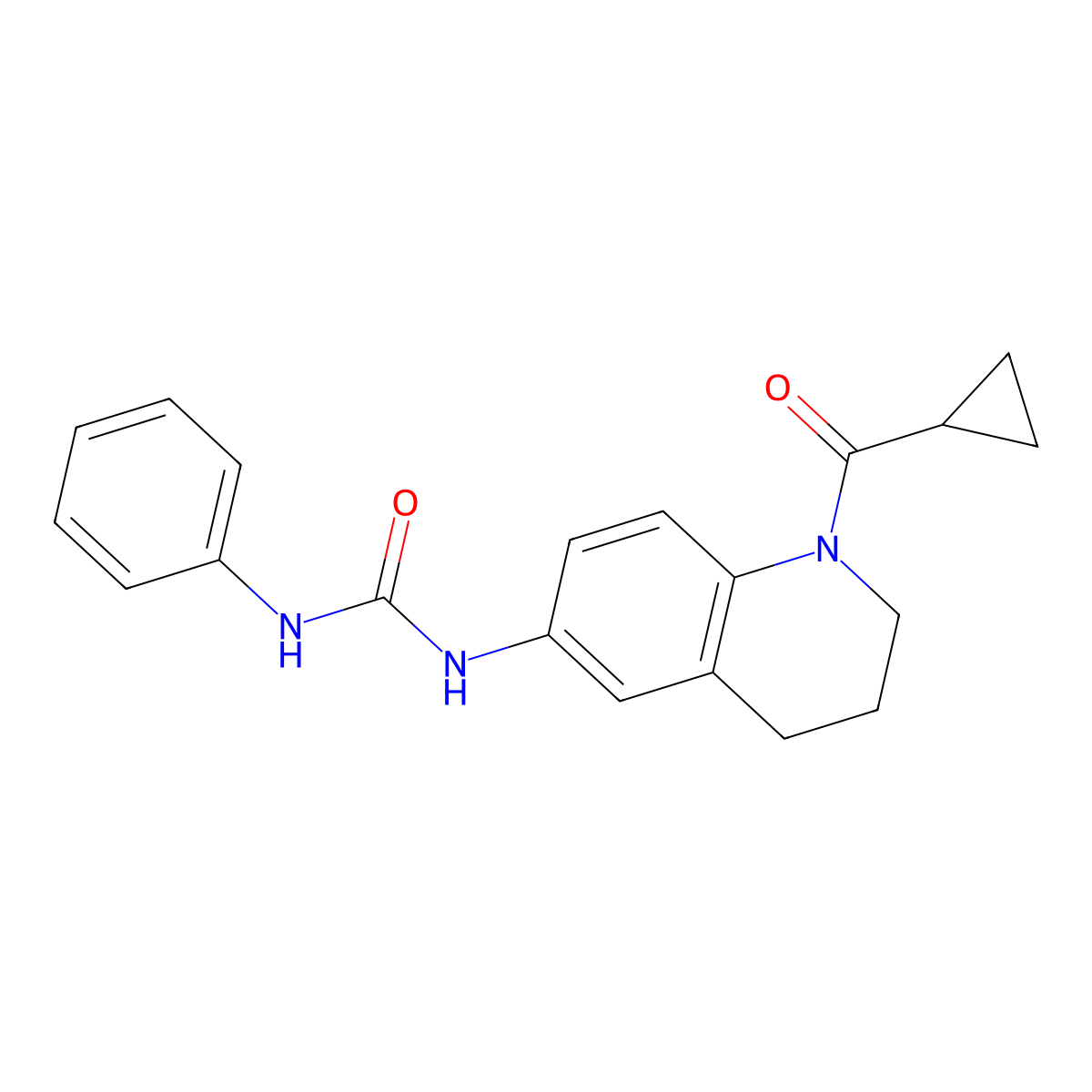 1-(1-(Cyclopropanecarbonyl)-1,2,3,4-tetrahydroquinolin-6-yl)-3-phenylurea molecular structure, CAS 1203313-74-9
