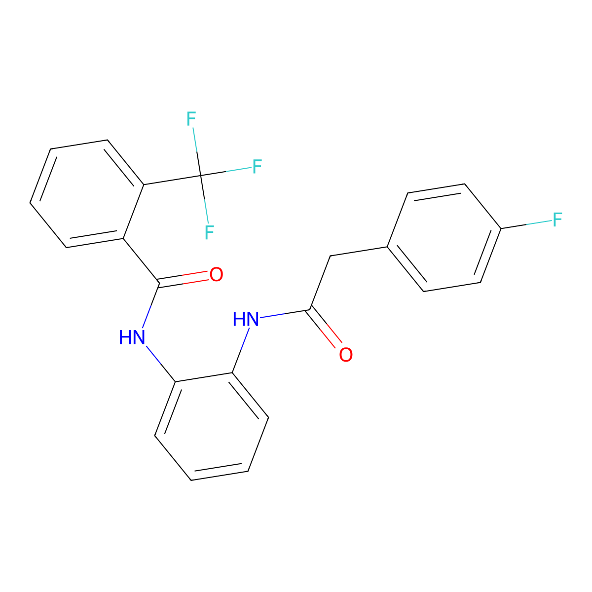 N-(2-(2-(4-fluorophenyl)acetamido)phenyl)-2-(trifluoromethyl)benzamide molecular structure, CAS 1203314-38-8