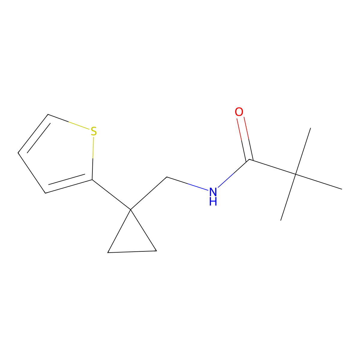 2,2-dimethyl-N-{[1-(thiophen-2-yl)cyclopropyl]methyl}propanamide molecular structure, CAS 1203315-62-1