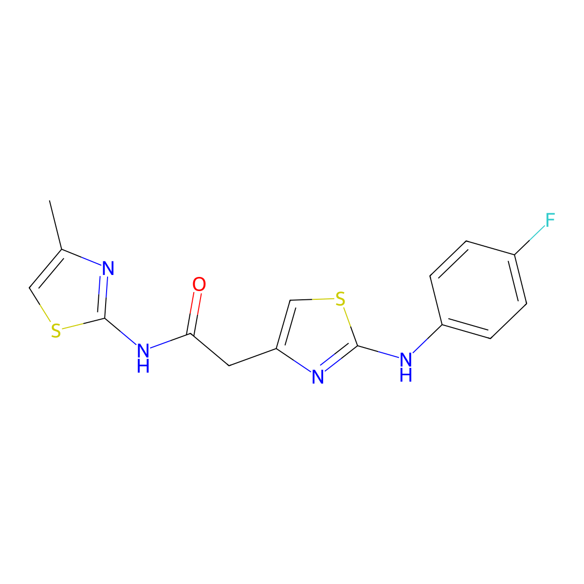 2-(2-((4-fluorophenyl)amino)thiazol-4-yl)-N-(4-methylthiazol-2-yl)acetamide molecular structure, CAS 1203315-63-2