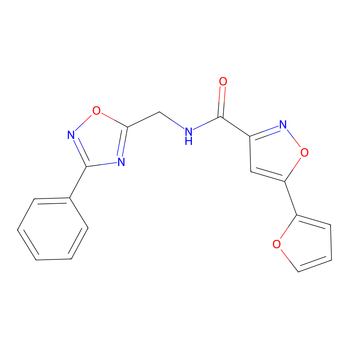 5-(furan-2-yl)-N-((3-phenyl-1,2,4-oxadiazol-5-yl)methyl)isoxazole-3-carboxamide molecular structure, CAS 1203315-91-6