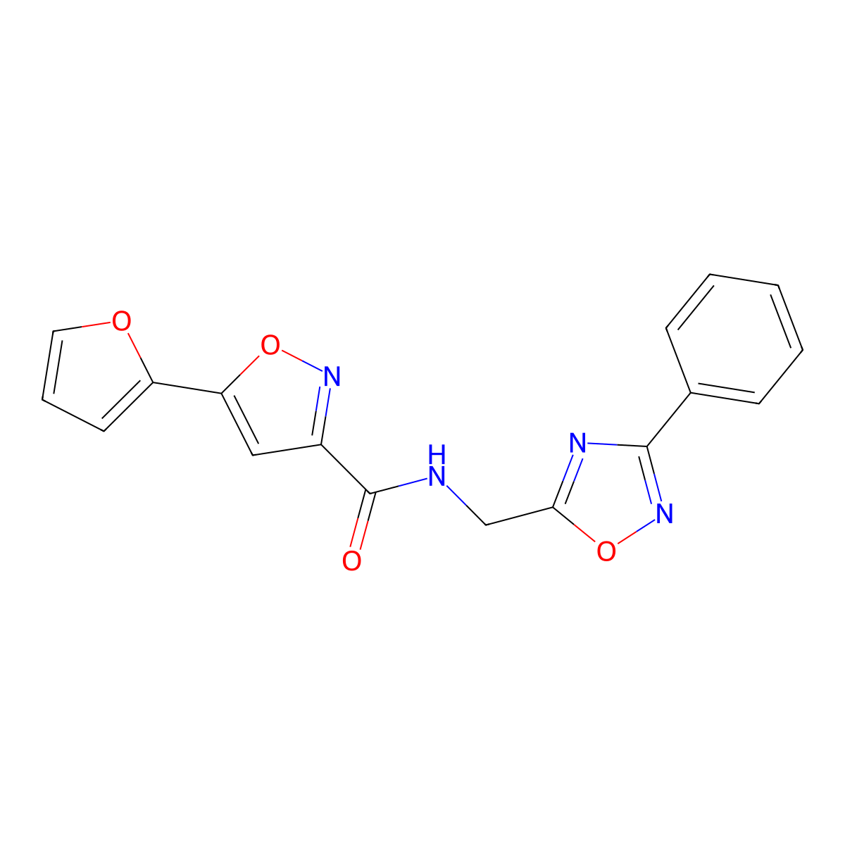 5-(furan-2-yl)-N-((3-phenyl-1,2,4-oxadiazol-5-yl)methyl)isoxazole-3-carboxamide molecular structure, CAS 1203315-91-6
