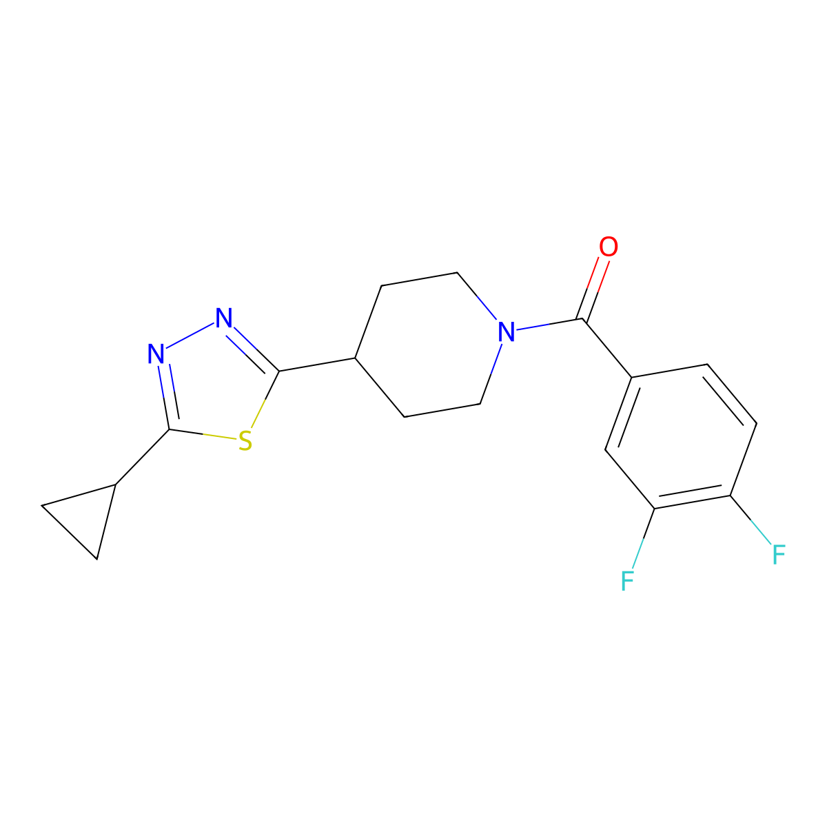(4-(5-Cyclopropyl-1,3,4-thiadiazol-2-yl)piperidin-1-yl)(3,4-difluorophenyl)methanone molecular structure, CAS 1203316-39-5
