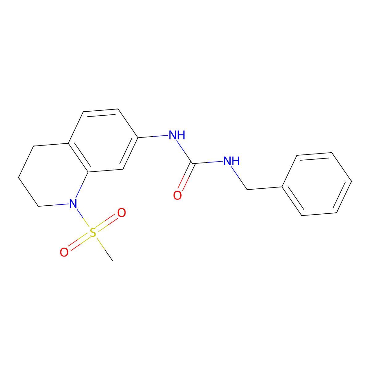 1-Benzyl-3-(1-methanesulfonyl-1,2,3,4-tetrahydroquinolin-7-yl)urea molecular structure, CAS 1203317-38-7
