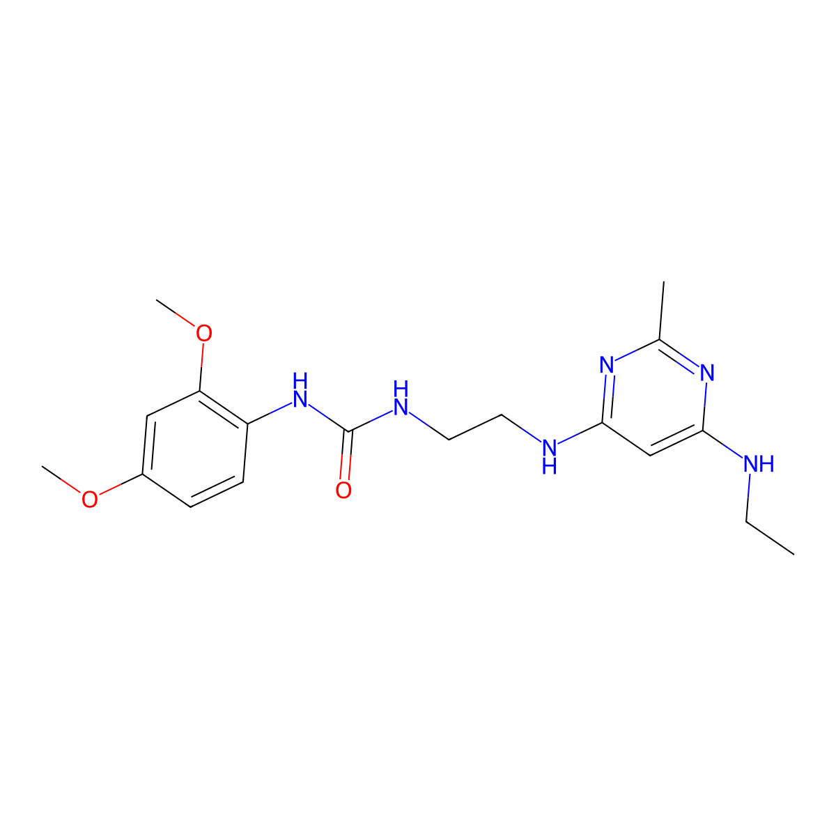 1-(2,4-Dimethoxyphenyl)-3-(2-((6-(ethylamino)-2-methylpyrimidin-4-yl)amino)ethyl)urea molecular structure, CAS 1203317-53-6