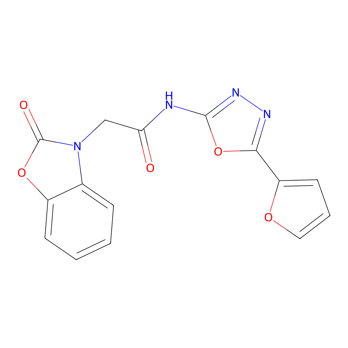 N-(5-(furan-2-yl)-1,3,4-oxadiazol-2-yl)-2-(2-oxobenzo[d]oxazol-3(2H)-yl)acetamide molecular structure, CAS 1203318-02-8
