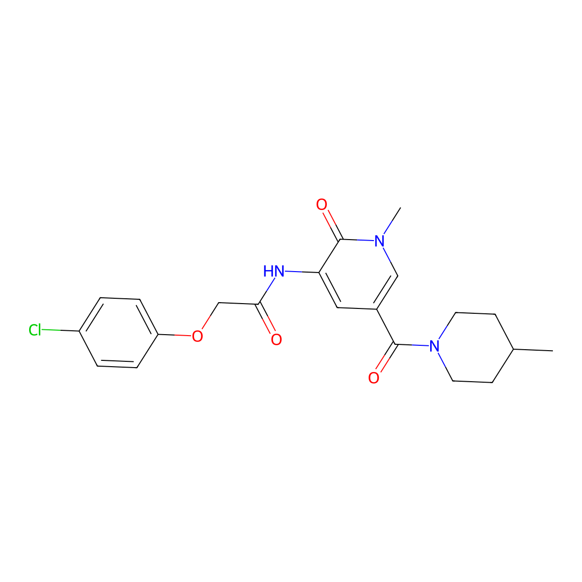 2-(4-chlorophenoxy)-N-[1-methyl-5-(4-methylpiperidine-1-carbonyl)-2-oxo-1,2-dihydropyridin-3-yl]acetamide molecular structure, CAS 1203318-05-1