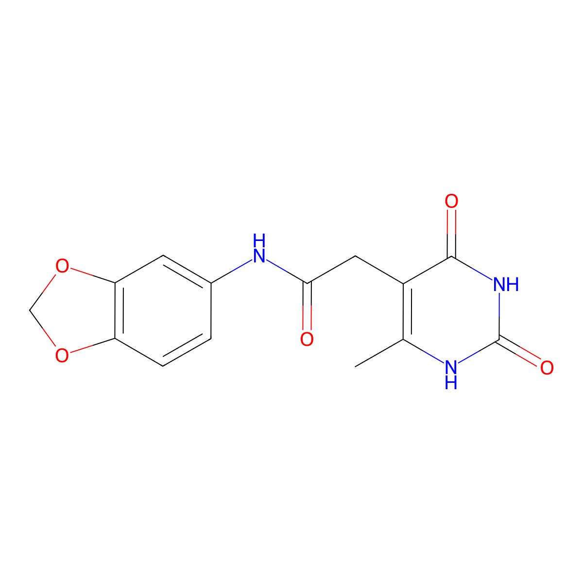 N-(benzo[d][1,3]dioxol-5-yl)-2-(6-methyl-2,4-dioxo-1,2,3,4-tetrahydropyrimidin-5-yl)acetamide molecular structure, CAS 1203318-06-2