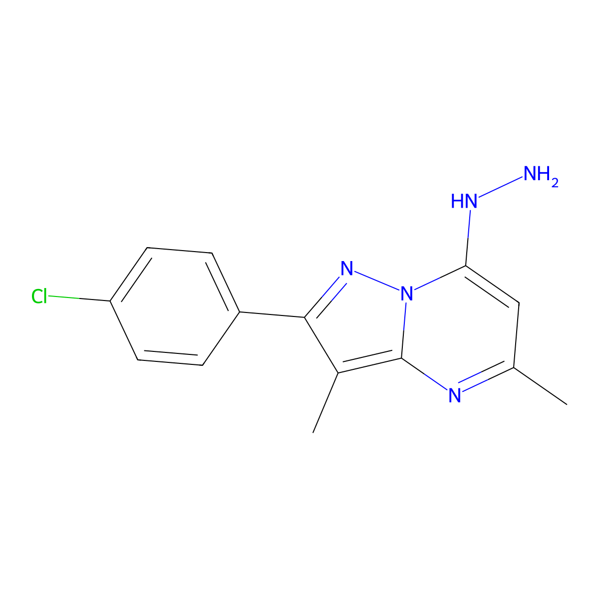 2-(4-Chlorophenyl)-7-hydrazinyl-3,5-dimethylpyrazolo[1,5-a]pyrimidine molecular structure, CAS 1203318-13-1