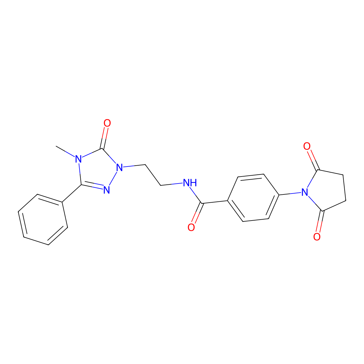 4-(2,5-dioxopyrrolidin-1-yl)-N-(2-(4-methyl-5-oxo-3-phenyl-4,5-dihydro-1H-1,2,4-triazol-1-yl)ethyl)benzamide molecular structure, CAS 1203318-83-5