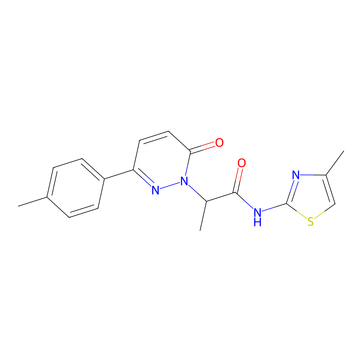 N-(4-methylthiazol-2-yl)-2-(6-oxo-3-(p-tolyl)pyridazin-1(6H)-yl)propanamide molecular structure, CAS 1203318-94-8
