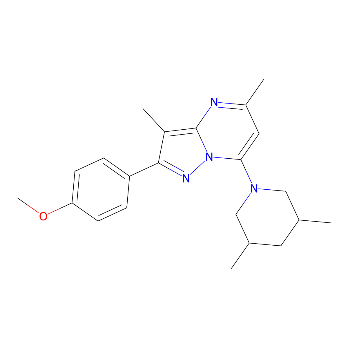 7-(3,5-Dimethylpiperidin-1-yl)-2-(4-methoxyphenyl)-3,5-dimethylpyrazolo[1,5-a]pyrimidine molecular structure, CAS 1203319-00-9