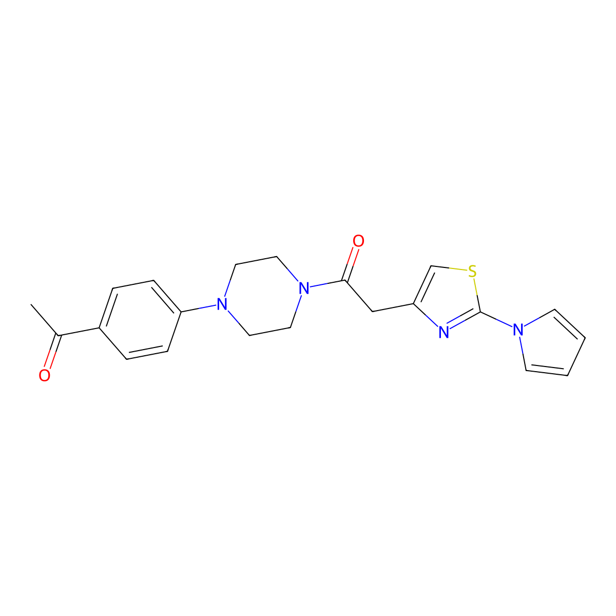 2-(2-(1H-pyrrol-1-yl)thiazol-4-yl)-1-(4-(4-acetylphenyl)piperazin-1-yl)ethanone molecular structure, CAS 1203319-17-8
