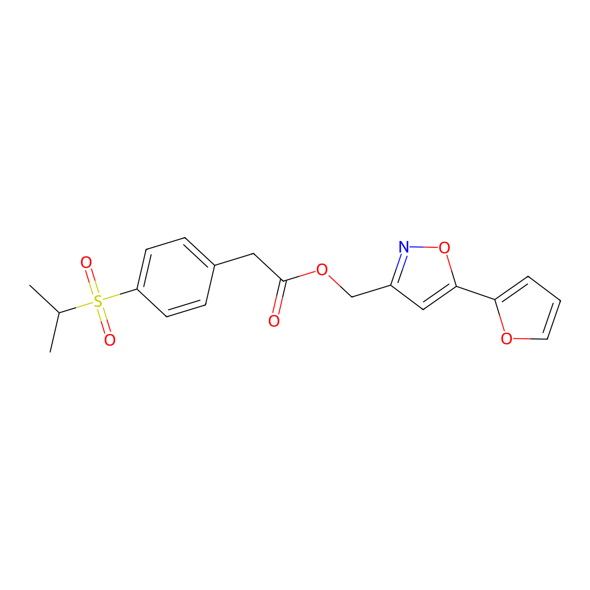 (5-(Furan-2-yl)isoxazol-3-yl)methyl 2-(4-(isopropylsulfonyl)phenyl)acetate molecular structure, CAS 1203319-97-4