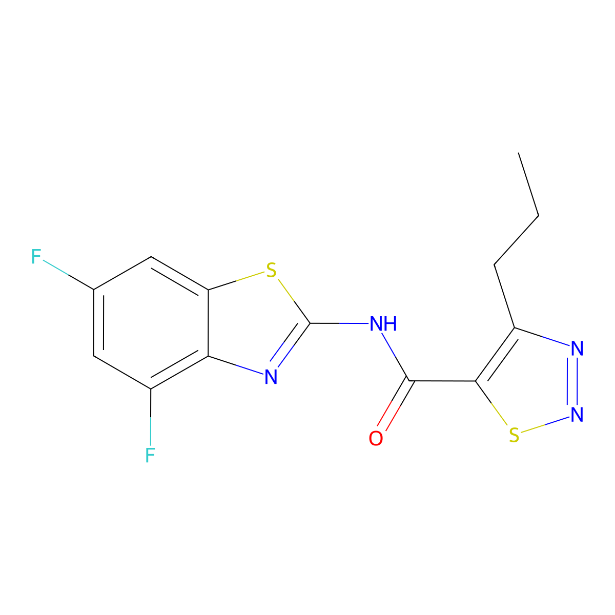 N-(4,6-difluorobenzo[d]thiazol-2-yl)-4-propyl-1,2,3-thiadiazole-5-carboxamide molecular structure, CAS 1203320-51-7