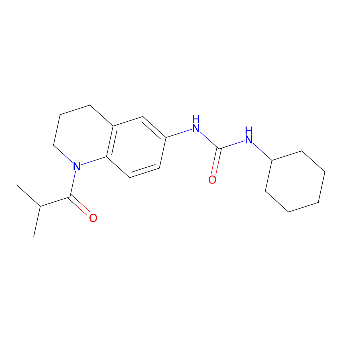 1-Cyclohexyl-3-(1-isobutyryl-1,2,3,4-tetrahydroquinolin-6-yl)urea molecular structure, CAS 1203320-68-6