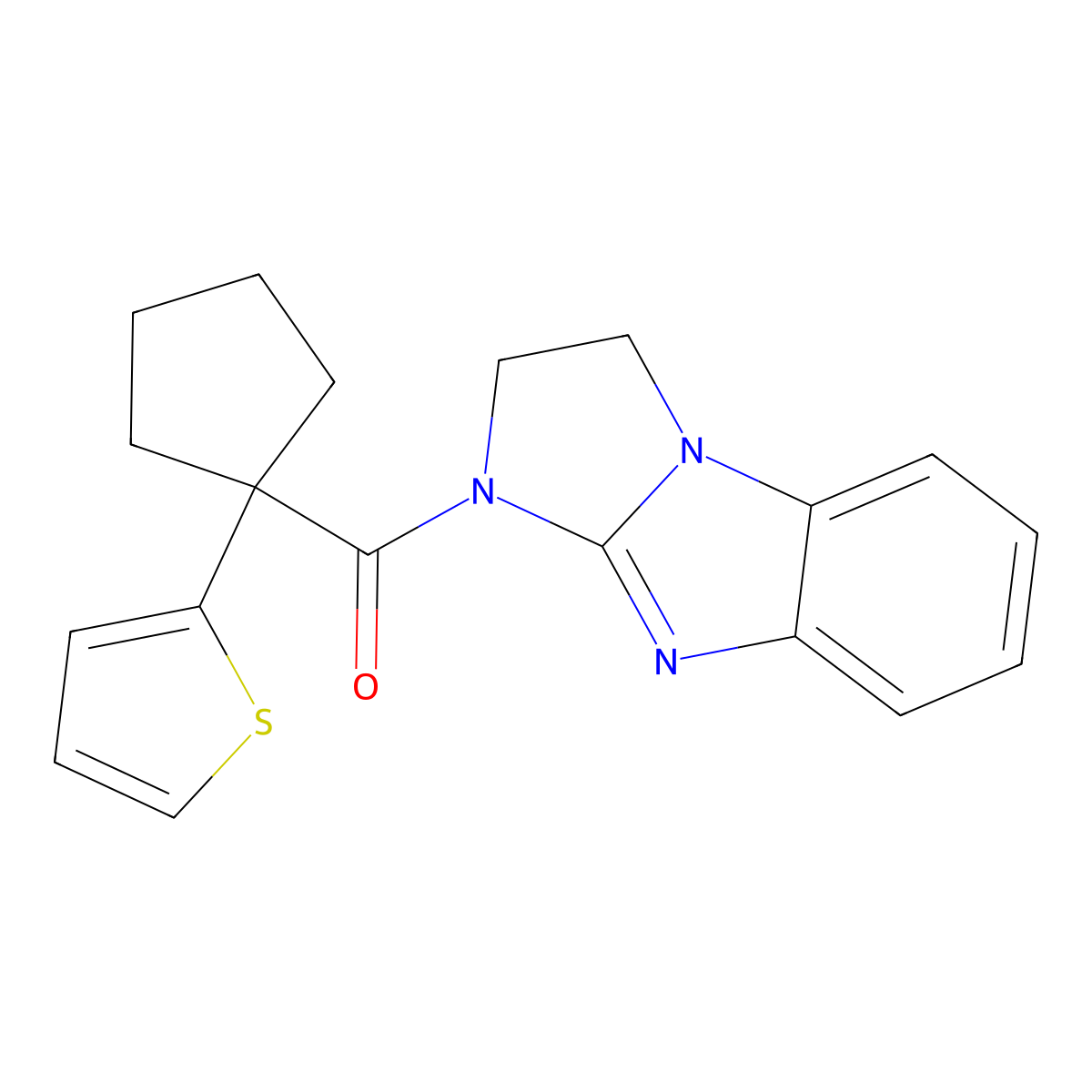 5-[1-(Thiophen-2-yl)cyclopentanecarbonyl]-2,5,7-triazatricyclo[6.4.0.0^{2,6}]dodeca-1(8),6,9,11-tetraene molecular structure, CAS 1203320-93-7