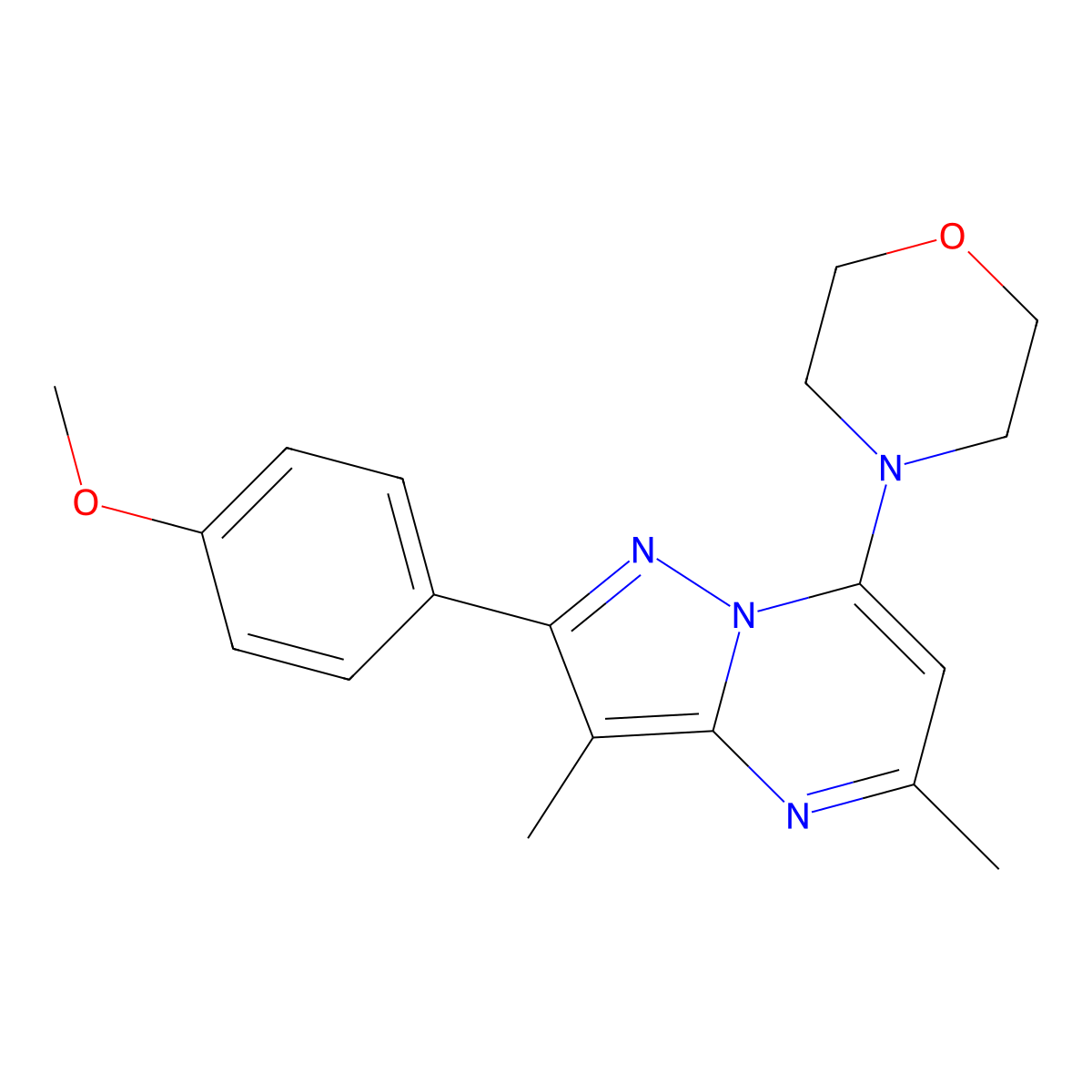 2-(4-Methoxyphenyl)-3,5-dimethyl-7-morpholin-4-ylpyrazolo[1,5-a]pyrimidine molecular structure, CAS 1203320-97-1