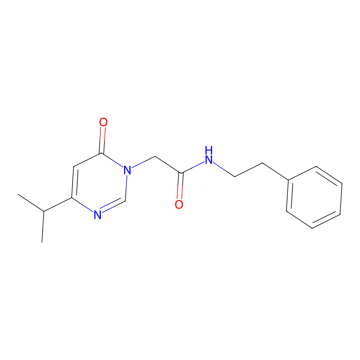 2-(4-isopropyl-6-oxopyrimidin-1(6H)-yl)-N-phenethylacetamide molecular structure, CAS 1203321-38-3