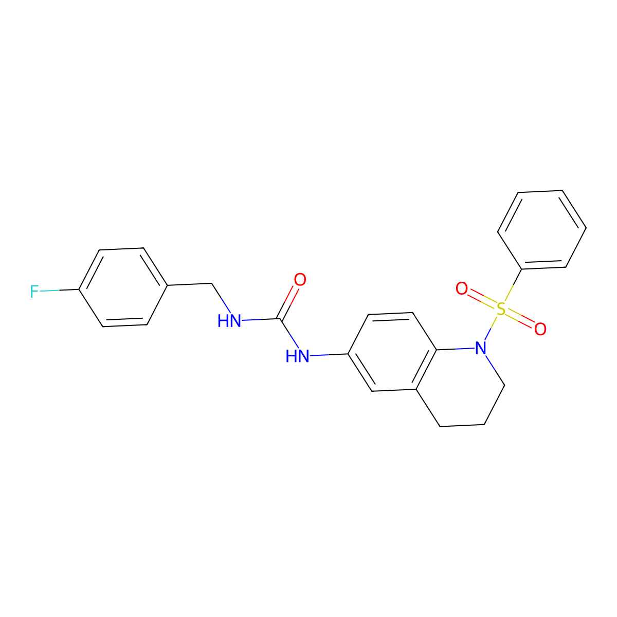 1-(4-Fluorobenzyl)-3-(1-(phenylsulfonyl)-1,2,3,4-tetrahydroquinolin-6-yl)urea molecular structure, CAS 1203322-01-3