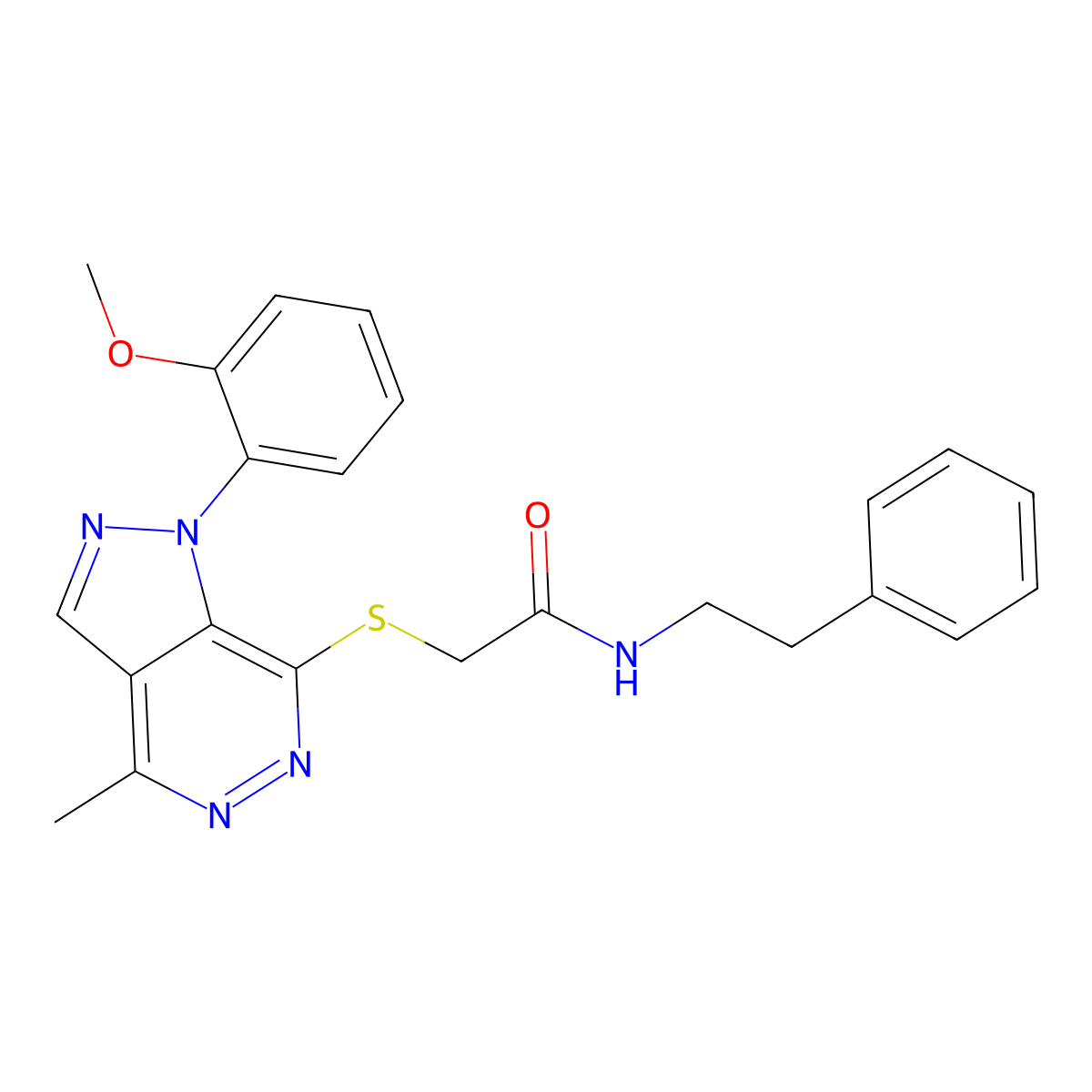 2-((1-(2-methoxyphenyl)-4-methyl-1H-pyrazolo[3,4-d]pyridazin-7-yl)thio)-N-phenethylacetamide molecular structure, CAS 1203322-35-3