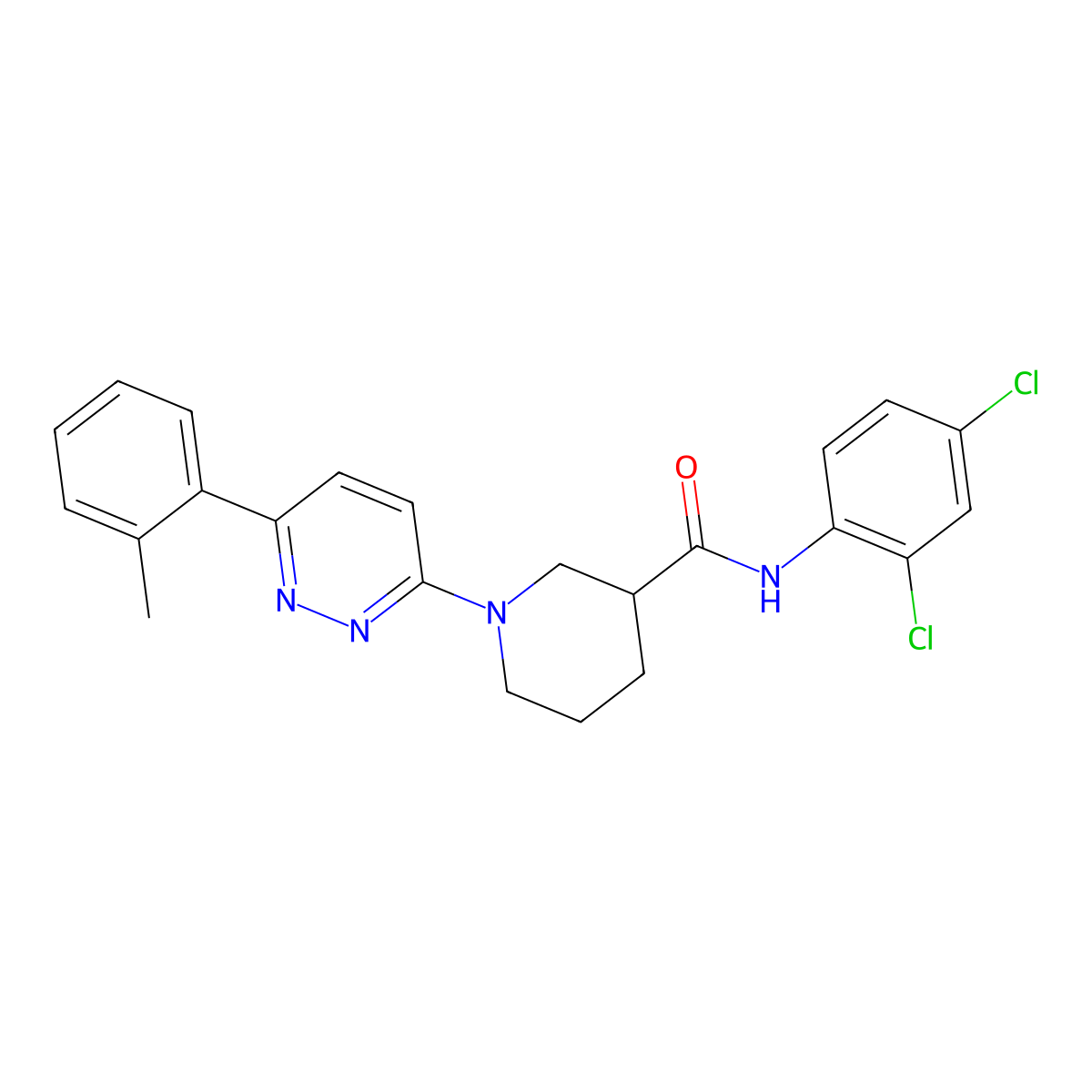 N-(2,4-dichlorophenyl)-1-(6-(o-tolyl)pyridazin-3-yl)piperidine-3-carboxamide molecular structure, CAS 1203322-84-2