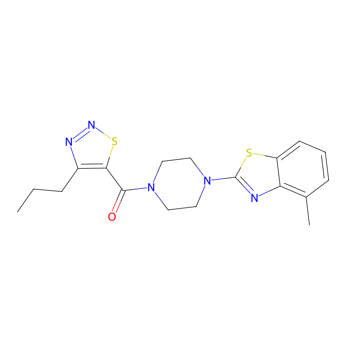 (4-(4-Methylbenzo[d]thiazol-2-yl)piperazin-1-yl)(4-propyl-1,2,3-thiadiazol-5-yl)methanone molecular structure, CAS 1203323-09-4