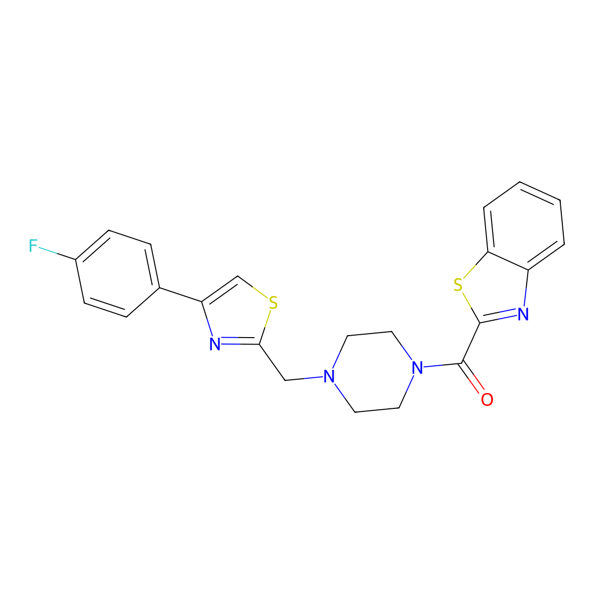 Benzo[d]thiazol-2-yl(4-((4-(4-fluorophenyl)thiazol-2-yl)methyl)piperazin-1-yl)methanone molecular structure, CAS 1203323-30-1