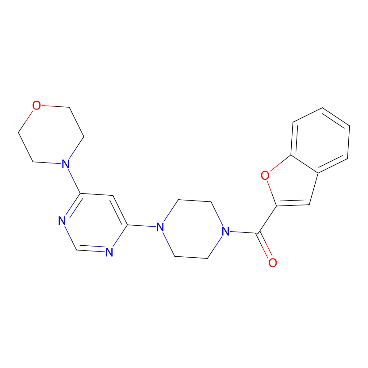 Benzofuran-2-yl(4-(6-morpholinopyrimidin-4-yl)piperazin-1-yl)methanone molecular structure, CAS 1203323-51-6