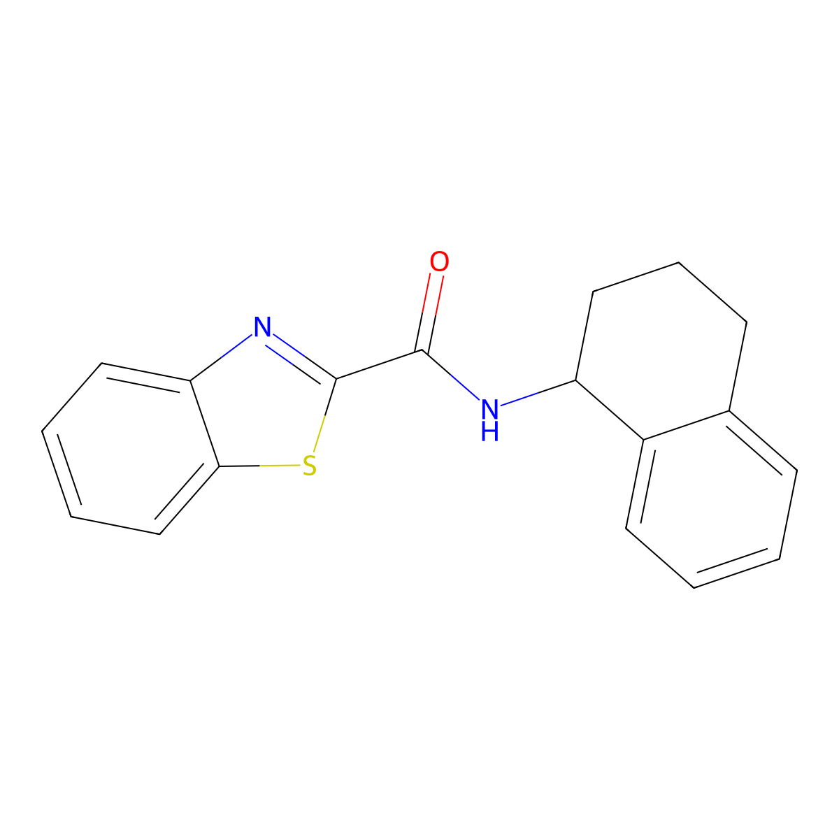N-(1,2,3,4-tetrahydronaphthalen-1-yl)-1,3-benzothiazole-2-carboxamide molecular structure, CAS 1203323-55-0