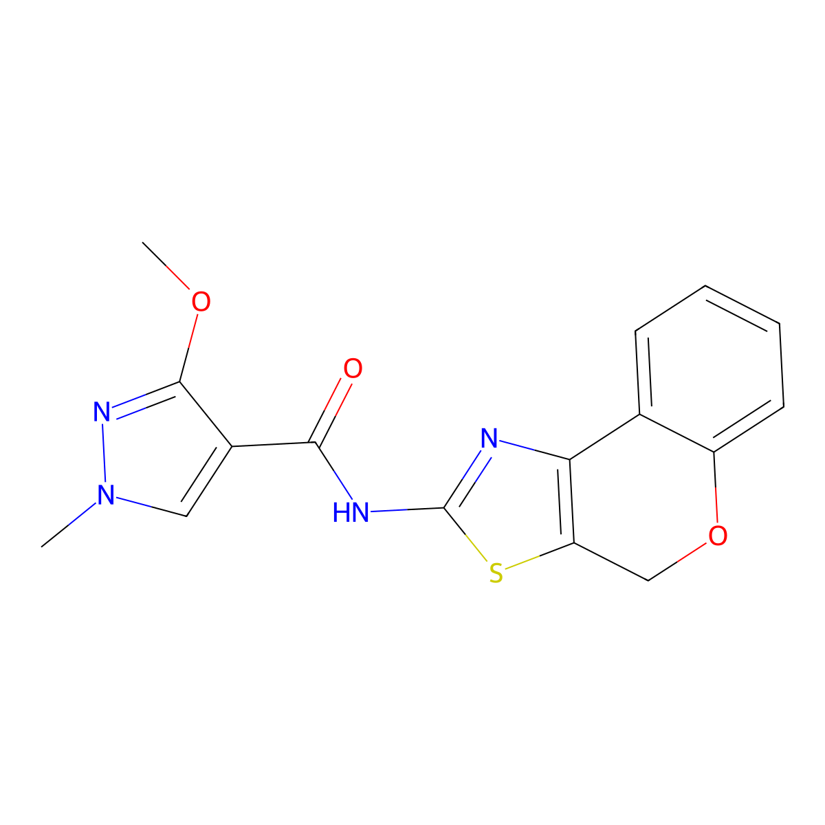 N-(4H-chromeno[4,3-d]thiazol-2-yl)-3-methoxy-1-methyl-1H-pyrazole-4-carboxamide molecular structure, CAS 1203324-00-8