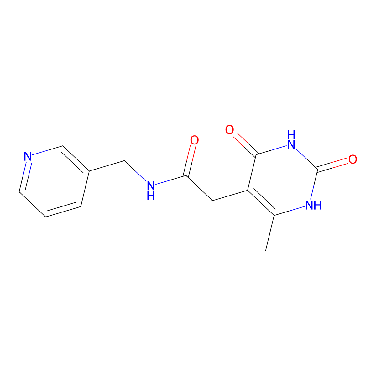 2-(6-methyl-2,4-dioxo-1,2,3,4-tetrahydropyrimidin-5-yl)-N-(pyridin-3-ylmethyl)acetamide molecular structure, CAS 1203324-25-7