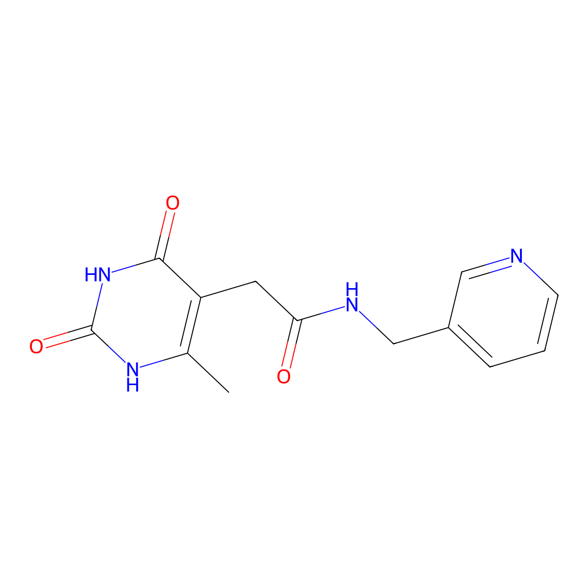 2-(6-methyl-2,4-dioxo-1,2,3,4-tetrahydropyrimidin-5-yl)-N-(pyridin-3-ylmethyl)acetamide molecular structure, CAS 1203324-25-7