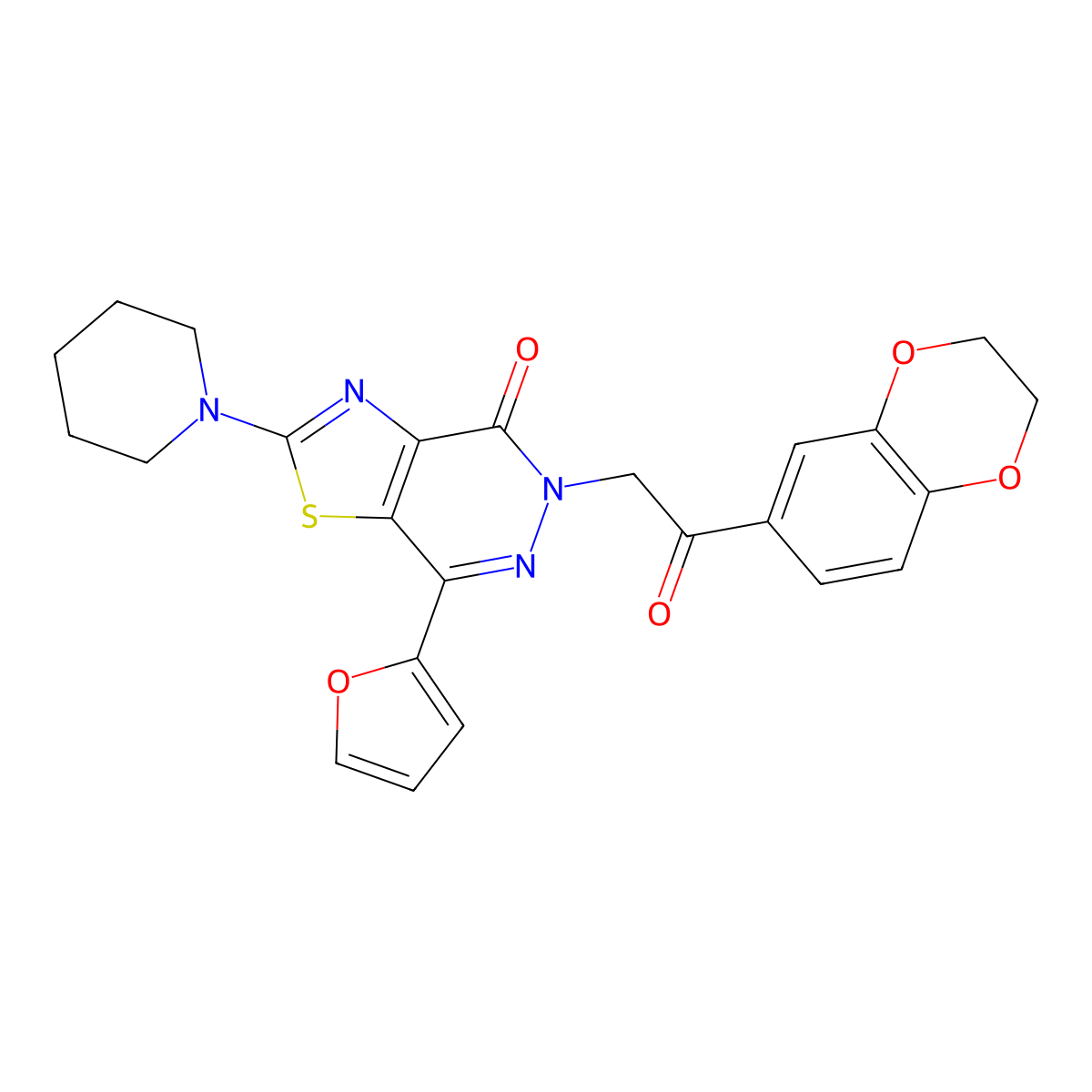 5-(2-(2,3-dihydrobenzo[b][1,4]dioxin-6-yl)-2-oxoethyl)-7-(furan-2-yl)-2-(piperidin-1-yl)thiazolo[4,5-d]pyridazin-4(5H)-one molecular structure, CAS 1203325-16-9