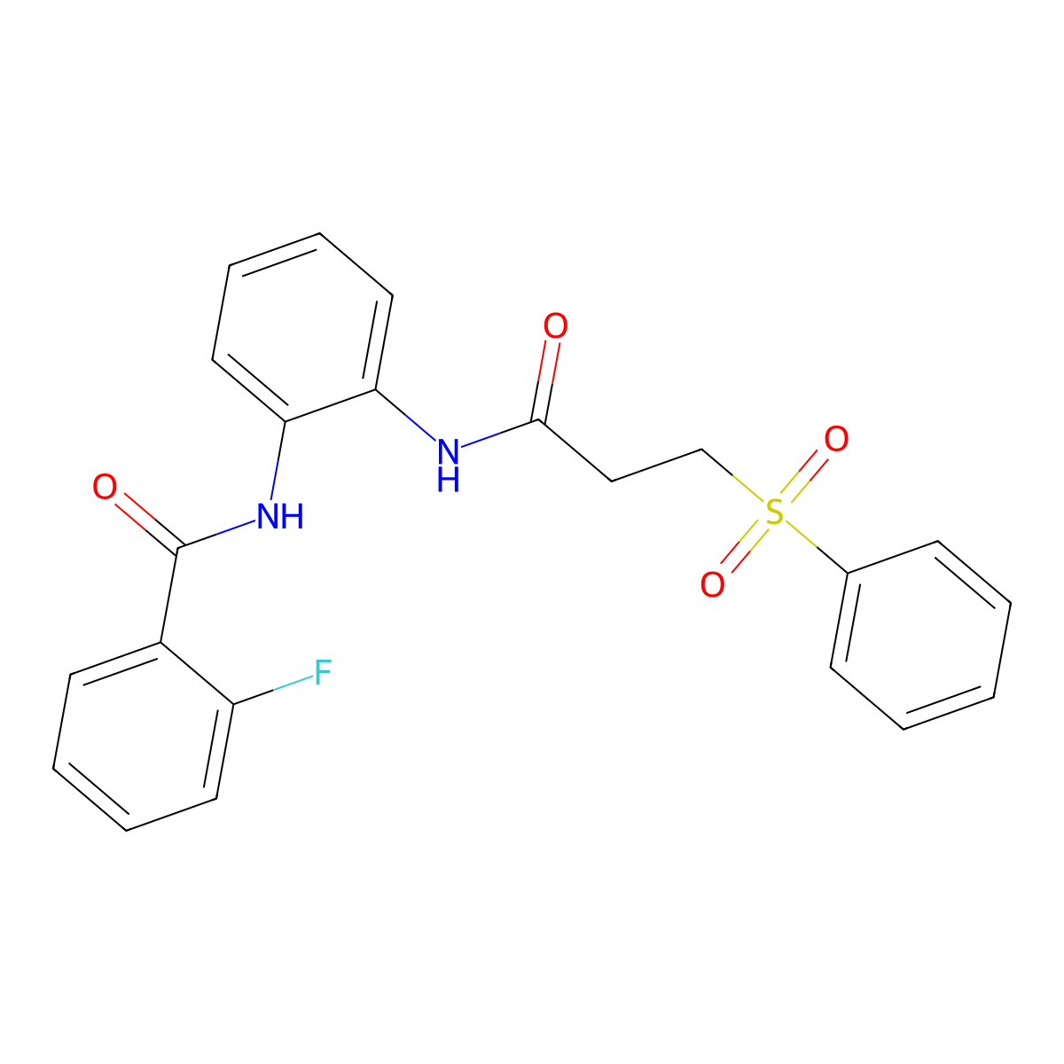 2-fluoro-N-(2-(3-(phenylsulfonyl)propanamido)phenyl)benzamide molecular structure, CAS 1203325-85-2
