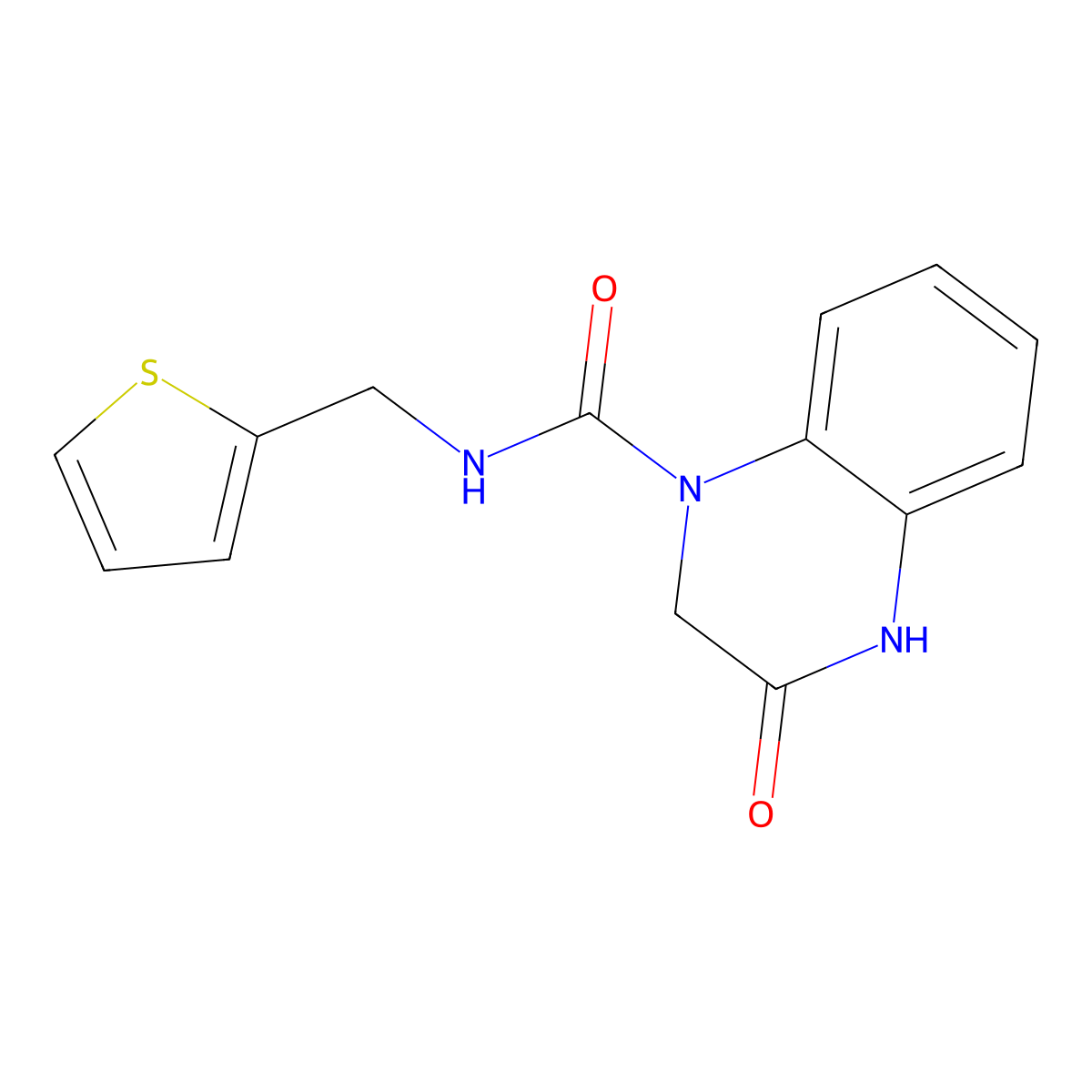 3-oxo-N-(thiophen-2-ylmethyl)-3,4-dihydroquinoxaline-1(2H)-carboxamide molecular structure, CAS 1203325-93-2