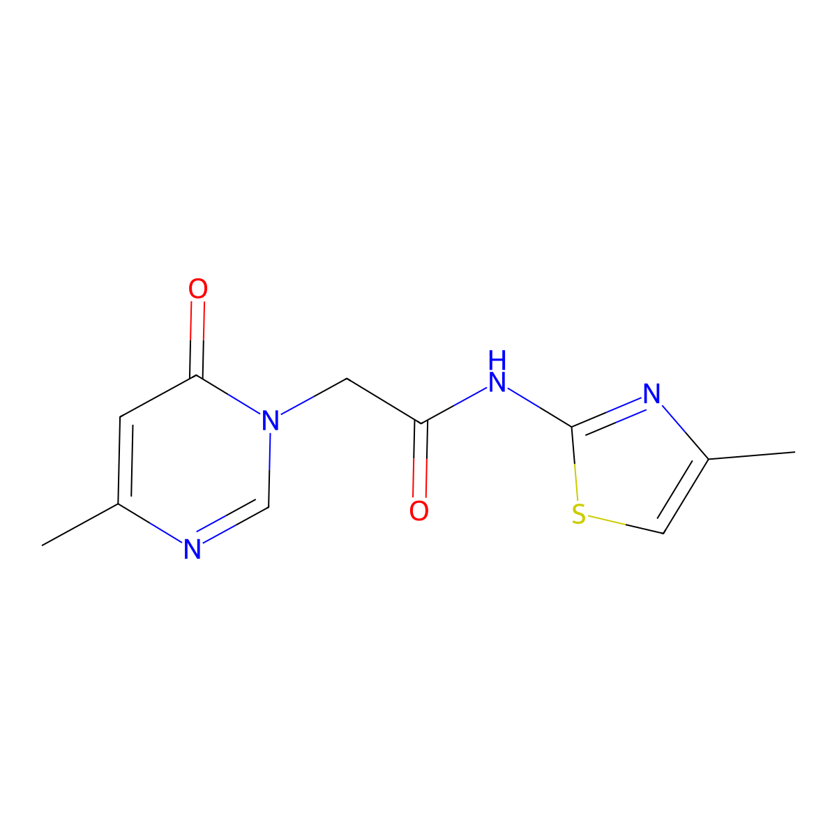 2-(4-methyl-6-oxopyrimidin-1(6H)-yl)-N-(4-methylthiazol-2-yl)acetamide molecular structure, CAS 1203326-45-7