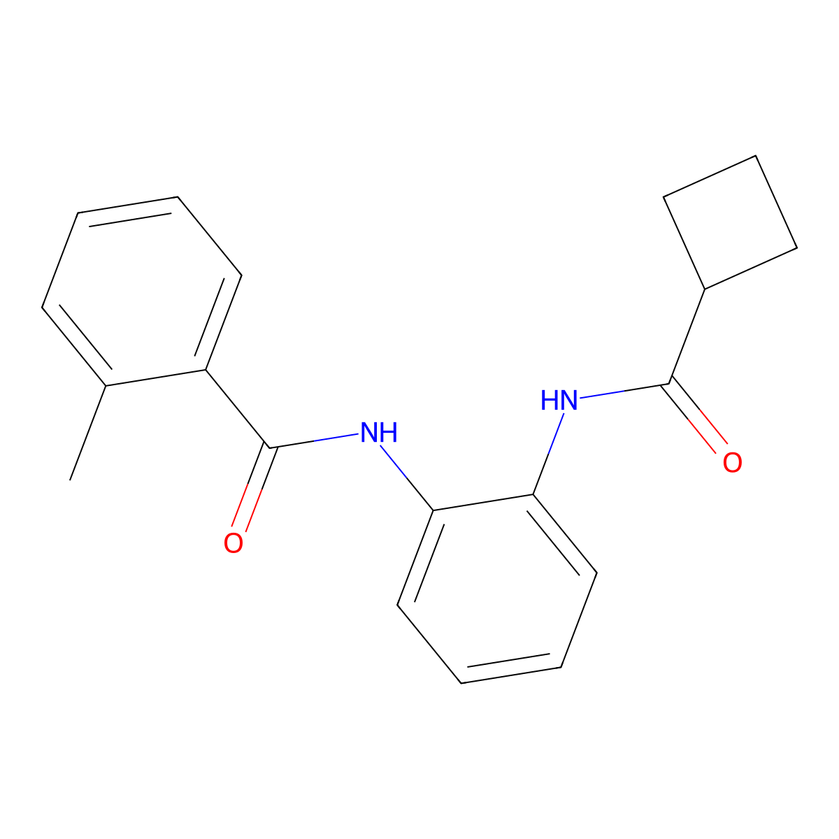 N-(2-(cyclobutanecarboxamido)phenyl)-2-methylbenzamide molecular structure, CAS 1203327-01-8
