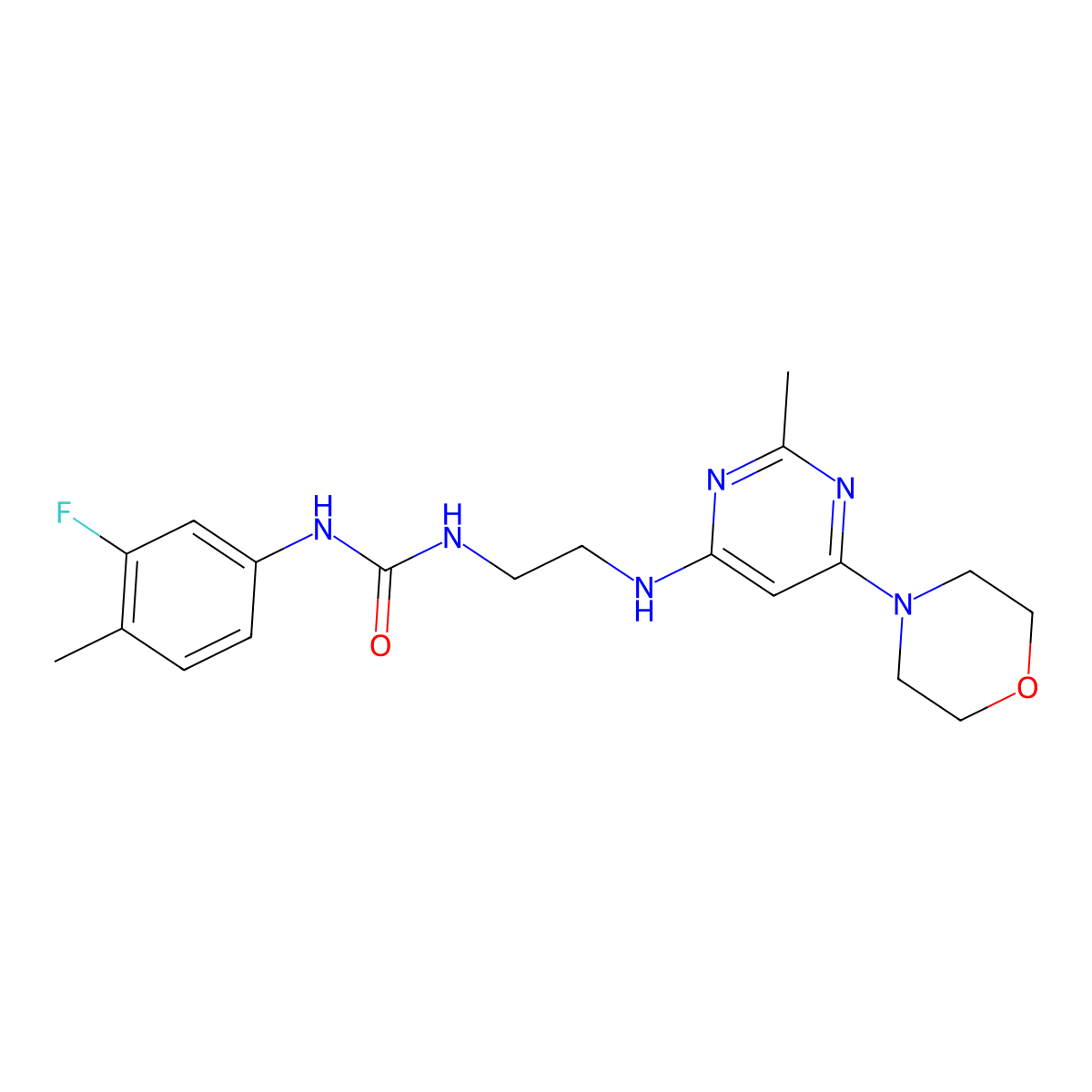 1-(3-Fluoro-4-methylphenyl)-3-(2-((2-methyl-6-morpholinopyrimidin-4-yl)amino)ethyl)urea molecular structure, CAS 1203328-62-4