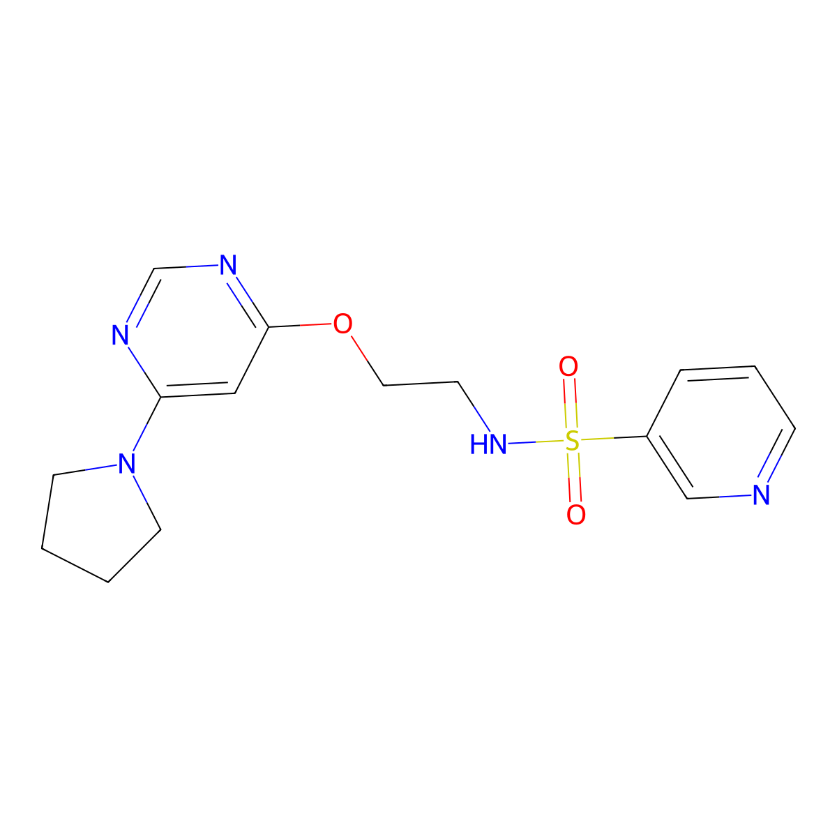 N-(2-((6-(pyrrolidin-1-yl)pyrimidin-4-yl)oxy)ethyl)pyridine-3-sulfonamide molecular structure, CAS 1203329-20-7