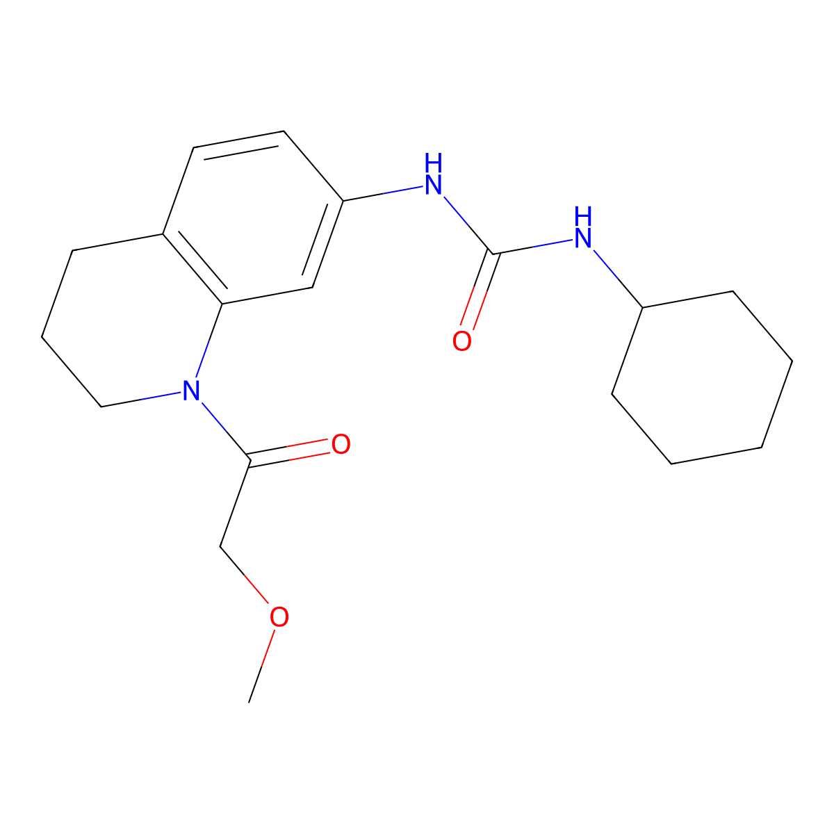1-Cyclohexyl-3-[1-(2-methoxyacetyl)-1,2,3,4-tetrahydroquinolin-7-yl]urea molecular structure, CAS 1203330-25-9