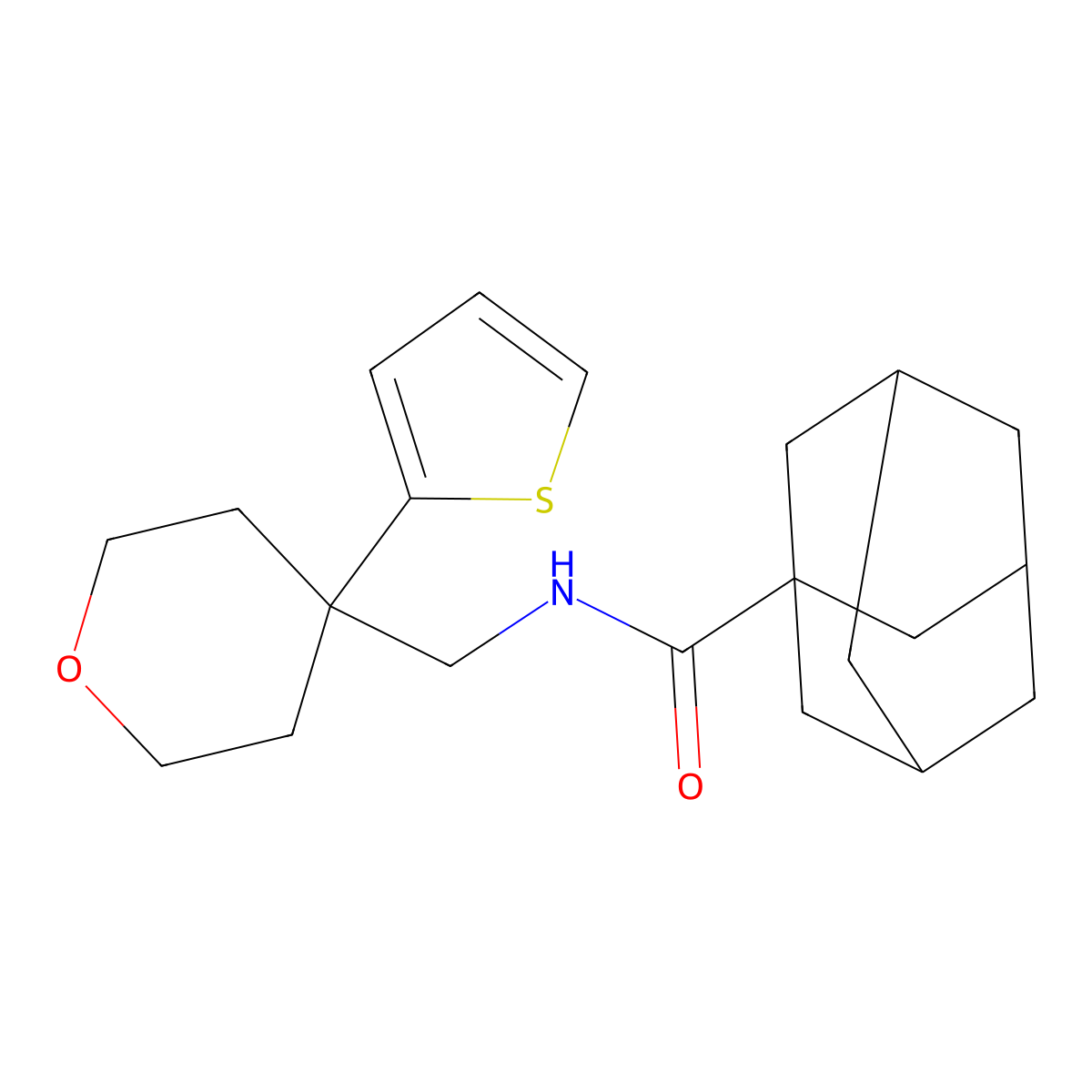 N-{[4-(thiophen-2-yl)oxan-4-yl]methyl}adamantane-1-carboxamide molecular structure, CAS 1203330-71-5