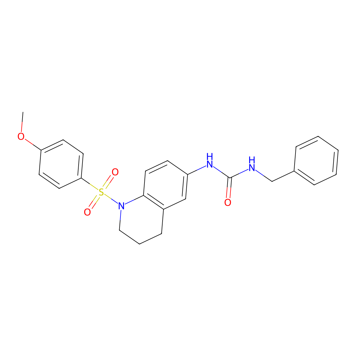 1-Benzyl-3-(1-((4-methoxyphenyl)sulfonyl)-1,2,3,4-tetrahydroquinolin-6-yl)urea molecular structure, CAS 1203330-72-6