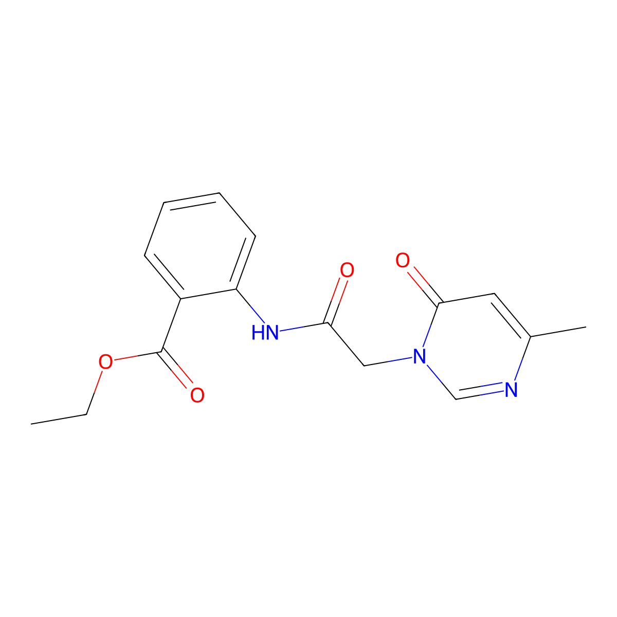 ethyl 2-(2-(4-methyl-6-oxopyrimidin-1(6H)-yl)acetamido)benzoate molecular structure, CAS 1203330-75-9