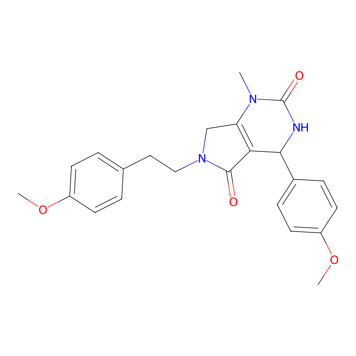 6-(4-methoxyphenethyl)-4-(4-methoxyphenyl)-1-methyl-3,4,6,7-tetrahydro-1H-pyrrolo[3,4-d]pyrimidine-2,5-dione molecular structure, CAS 1203331-53-6