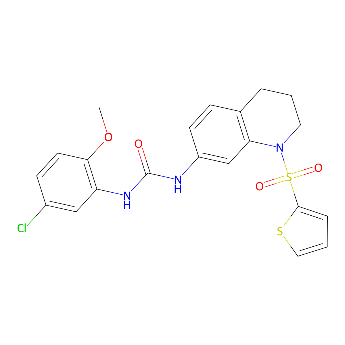 1-(5-Chloro-2-methoxyphenyl)-3-(1-(thiophen-2-ylsulfonyl)-1,2,3,4-tetrahydroquinolin-7-yl)urea molecular structure, CAS 1203332-09-5